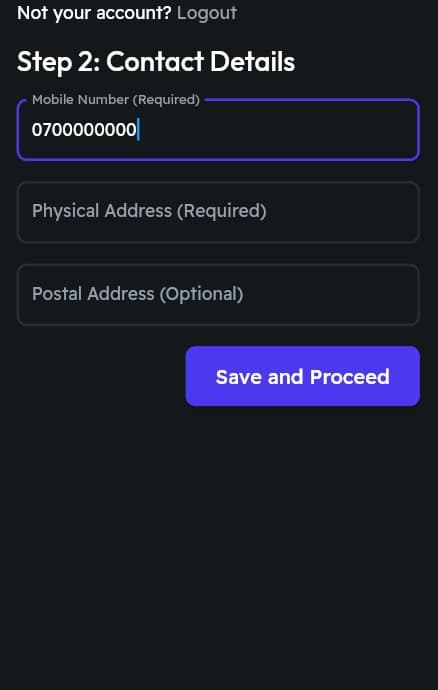 Application Form Step 2